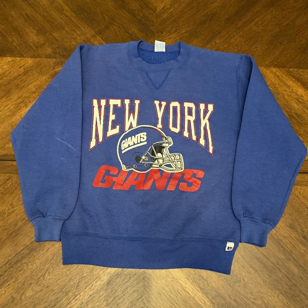 Vintage Russell Athletic New York Giants Sweatshirt Blue Made in USA Mens Medium